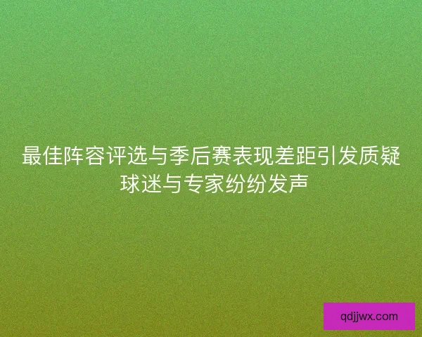 最佳阵容评选与季后赛表现差距引发质疑 球迷与专家纷纷发声